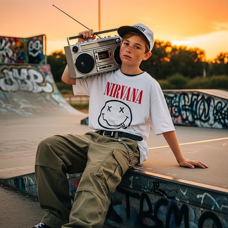 90s skater with boombox