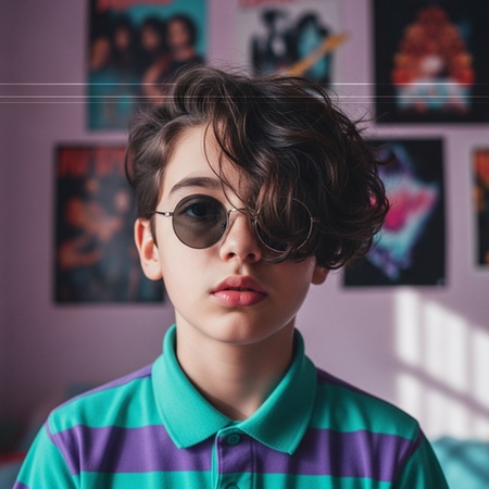 90s boy with VHS glitch