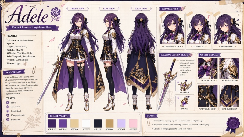 Anime Character Reference Sheet Prompt