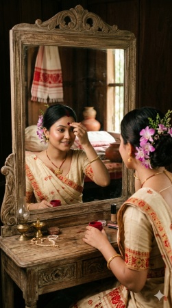 applying traditional red bindi