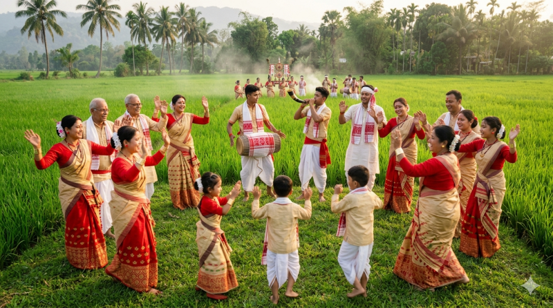  Family Performing Bihu Dance Together