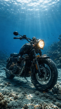 bike underwater prompt motorbike ocean floor wallpaper