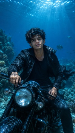 bike underwater prompt rider portrait wallpaper