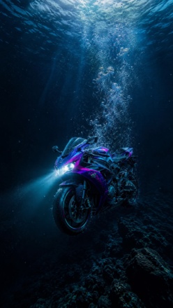 bike underwater prompt sport bike sinking scene wallpaper