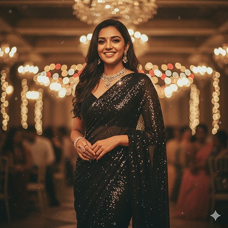 black saree prompt for gemini 4