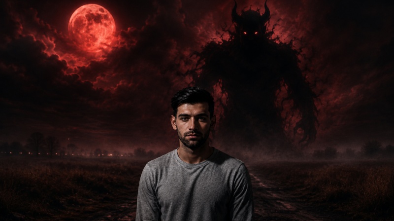 Blood Moon Shadow Demon Prompt for boy