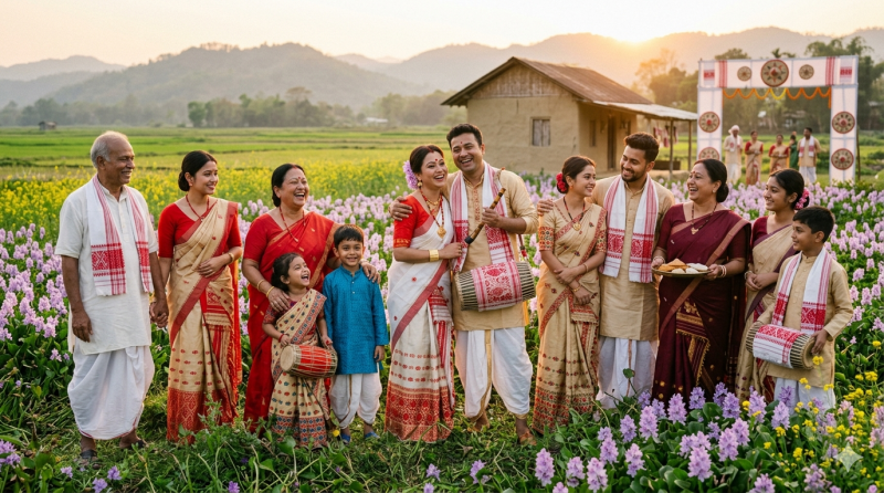 Bohag Bihu Family Group Portrait