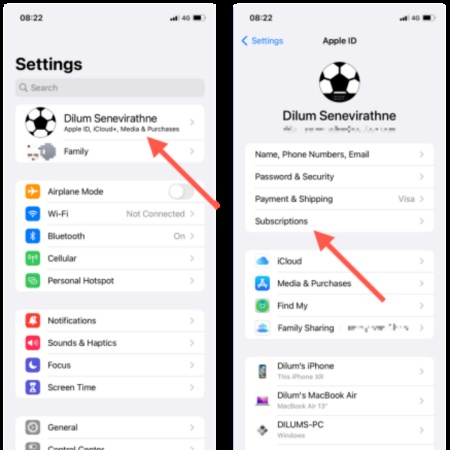 cancel subscription via apple app store