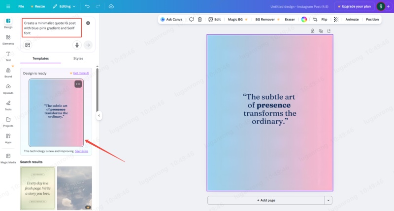 canva magic media usage example