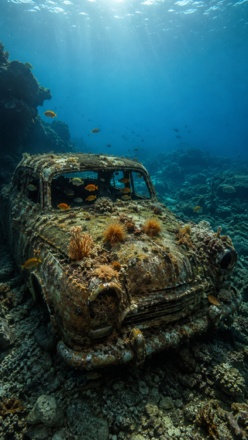 car underwater prompt abandoned coral reef edit wallpaper