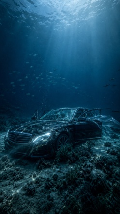car underwater prompt gemini luxury sedan ocean floor wallpaper