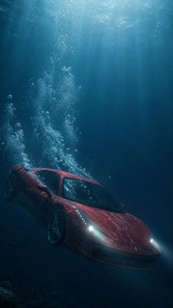 car underwater prompt gemini sports car sinking scene wallpaper