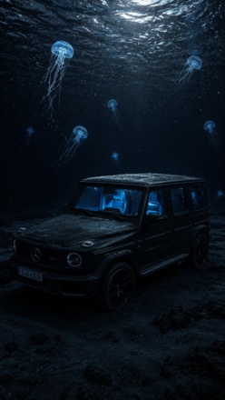 car underwater prompt gemini SUV night dive wallpaper