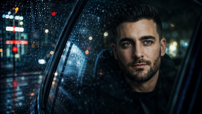 Car Window Rain Reflection Prompt