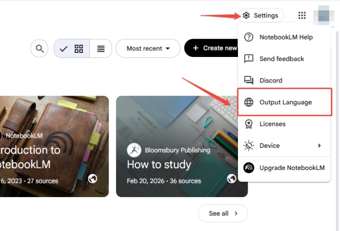 change output language step1