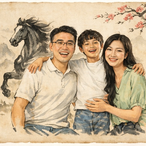 new year fireworks family