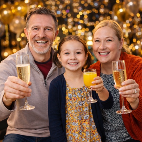 celebratory toast family moment