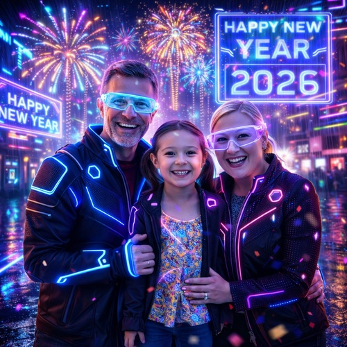 cyberpunk 2026 family party