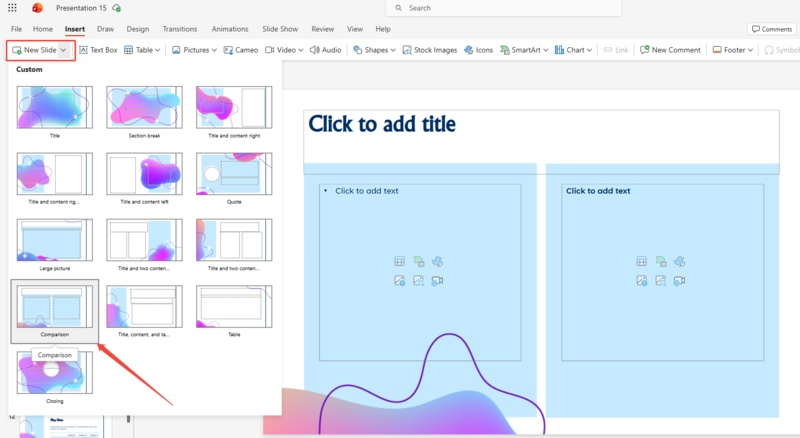 choose comparison layout