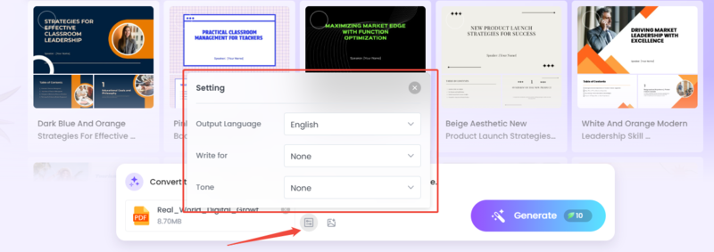 Choose Conversion Settings