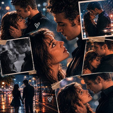 Cinematic Couple Movie Scene Collage Prompt