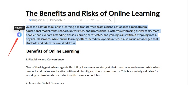 click visualize to generate