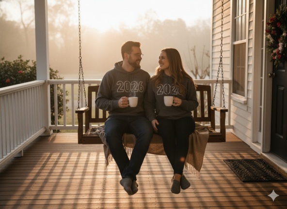 Couple having morning coffee