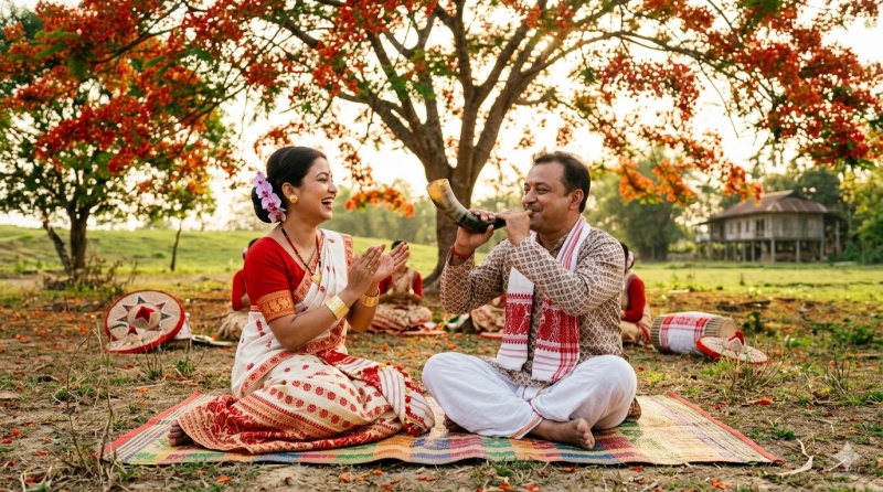 couple playing traditional pepa under tree