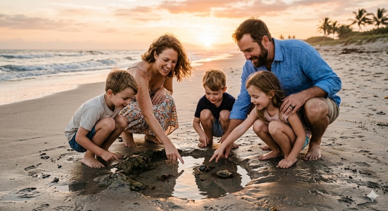 Cozy Family Beach Day Photo