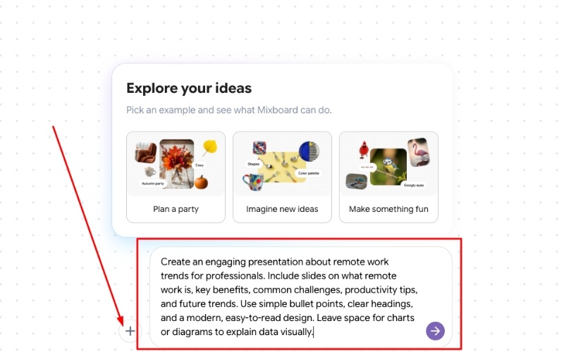 create presentation with google mixboard