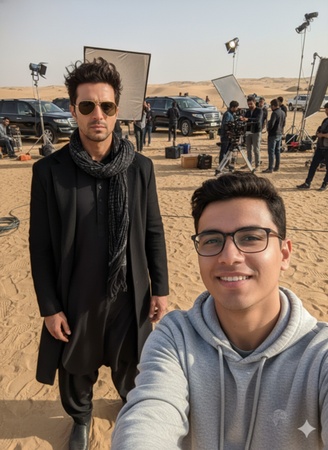 desert selfie in akshay khanna prompt style
