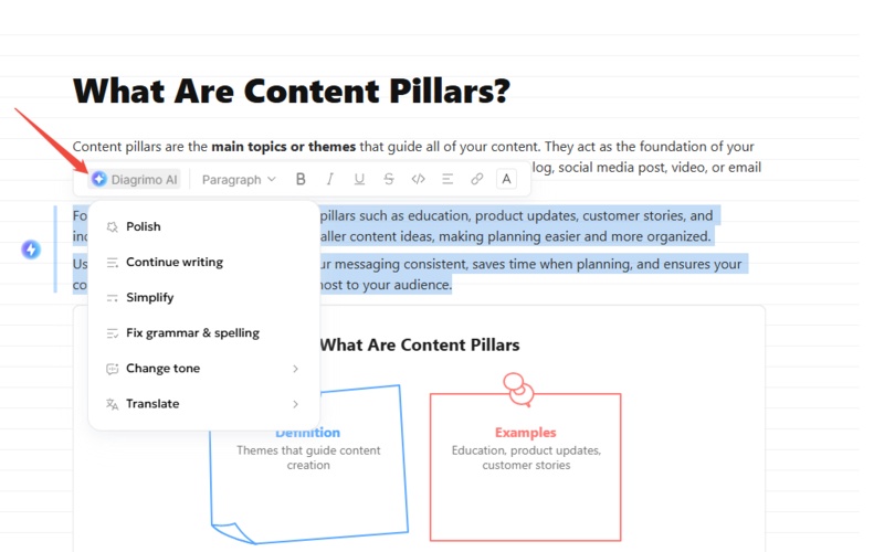 diagrimo built in ai assistant