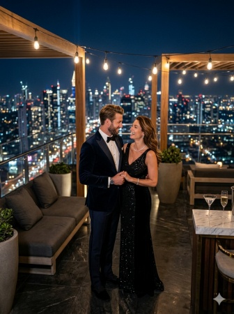 Downtown Penthouse Night Couple Scene