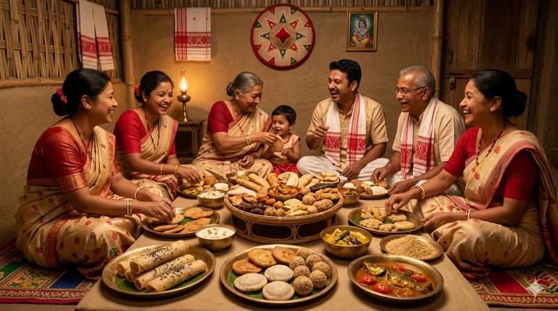  Family Enjoying Bihu Feast Together