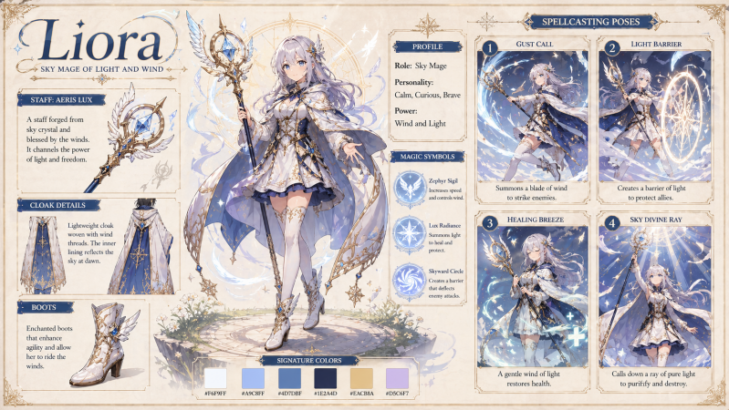 Fantasy Character Design Sheet Prompt