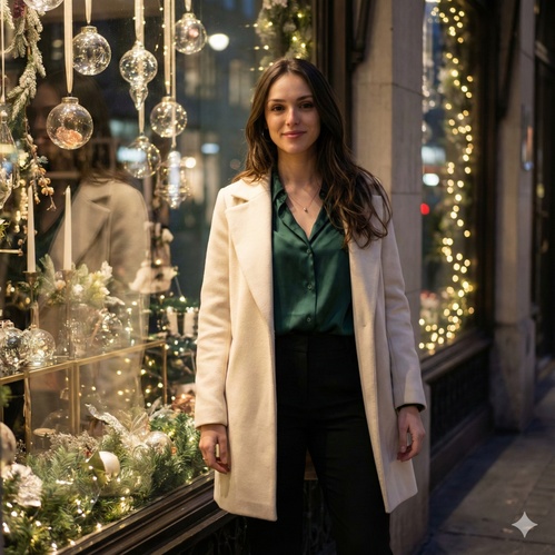 christmas window display girl