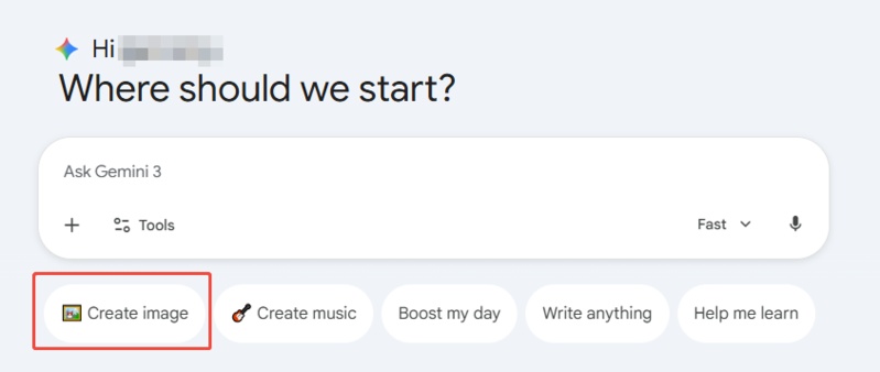 gemini create image interface