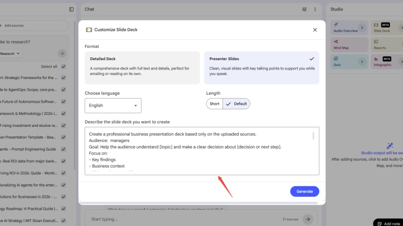 generate a slide deck