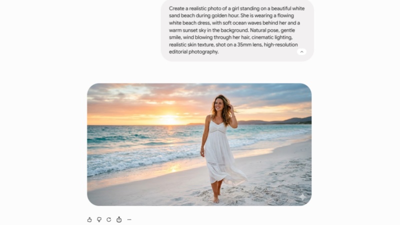 generate an ai beach photo with gemini