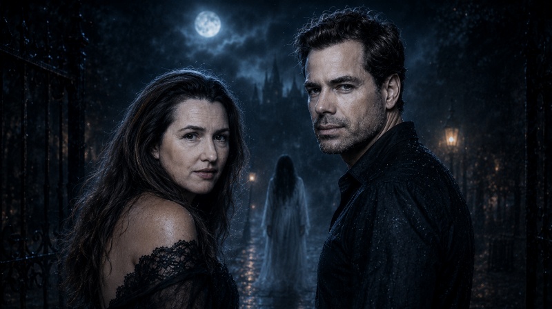 Ghost Couple in Cinematic Night Scene Prompt