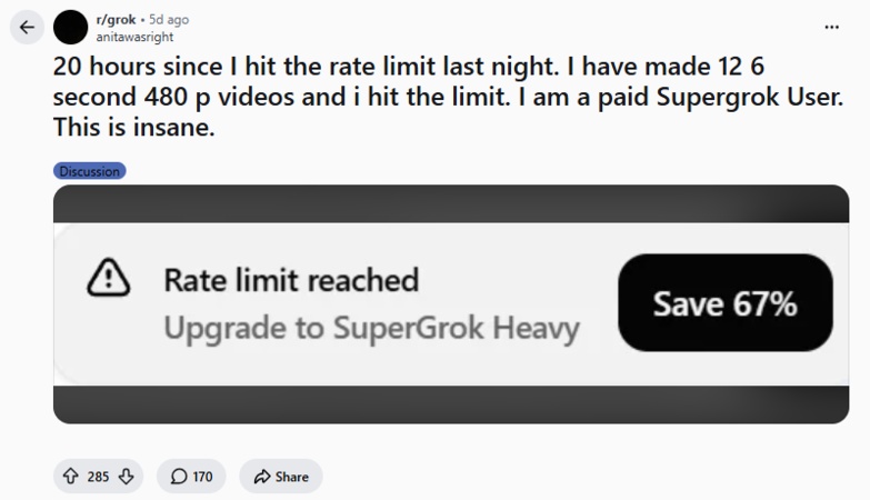 grok video limit reached reddit 2