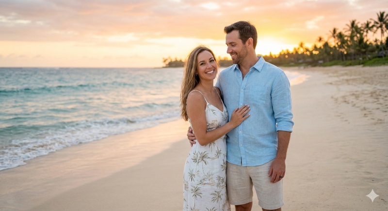 Image-to-Image Couple Beach Photo