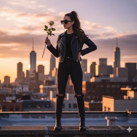 influencer girl with white rose
