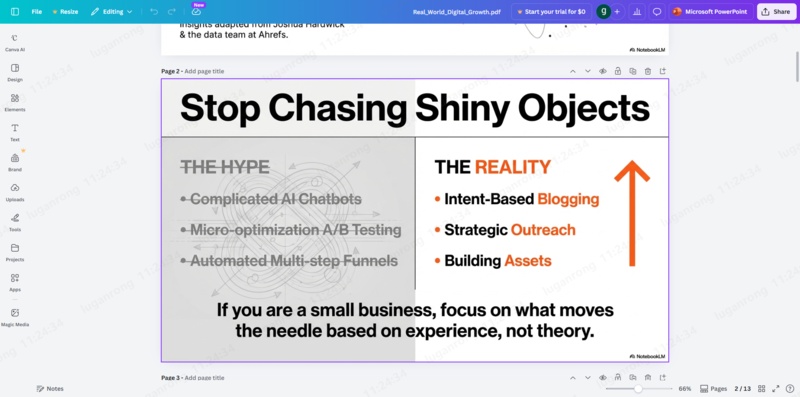 let canva turn pages into pages