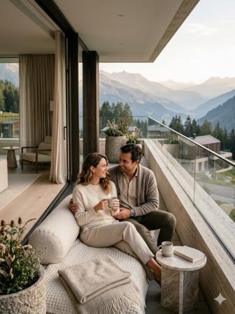 Luxury Resort Balcony Couple Portrait