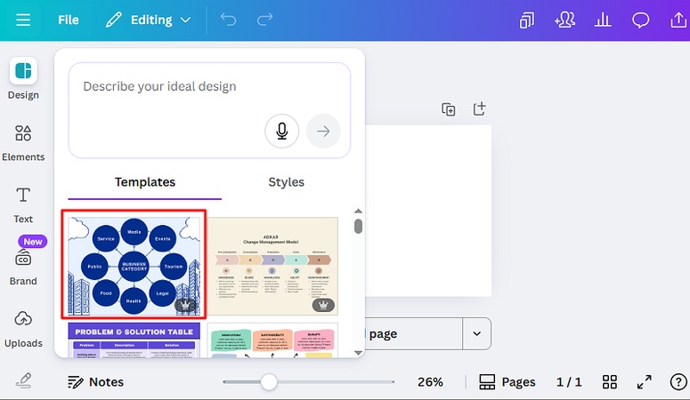 make hub spoke diagram with canva