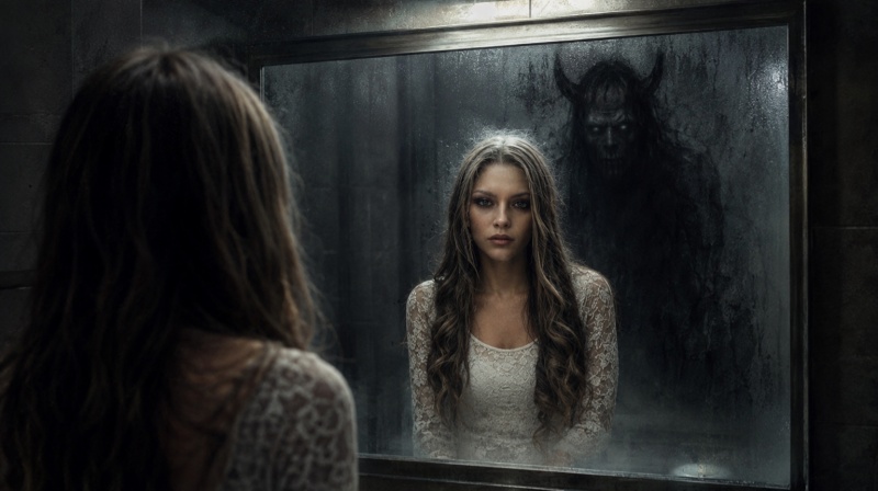 Mirror Devil Reflection Prompt for girl