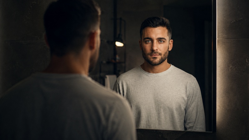Mirror Reflection Cinematic Portrait Prompt