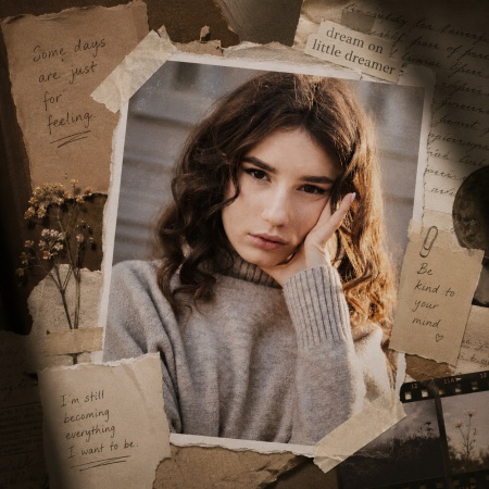 Moody Scrapbook Portrait Collage Prompt