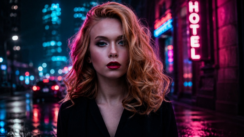 Neon Night City Portrait Prompt